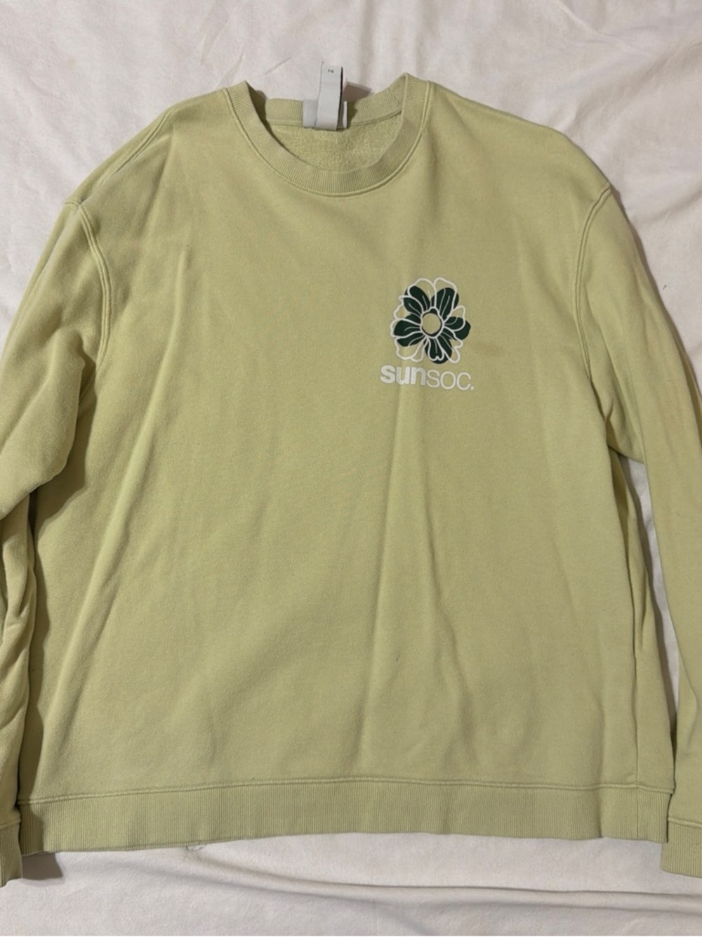 H/M Men's Light Lime Graphic Crewneck Sweater